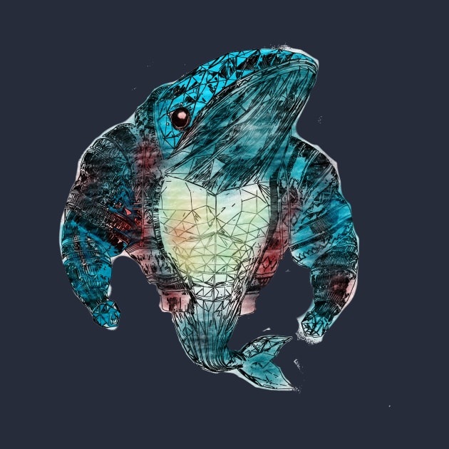 mosaic blue whale graphic by DigitaFix