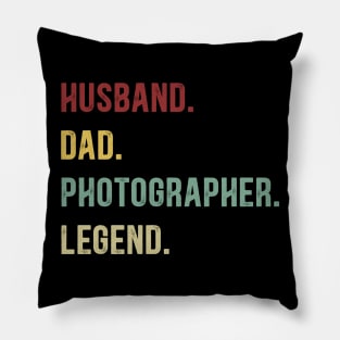 Photographer Funny Vintage Retro Shirt Husband Dad Photographer Legend Pillow