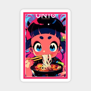 Cute Anime Girl |  Ramen Noodles | Hentaii Chibi Kawaii Design Magnet