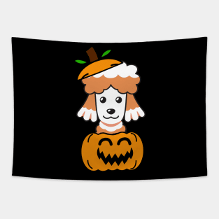 Funny poodle is in a pumpkin Tapestry