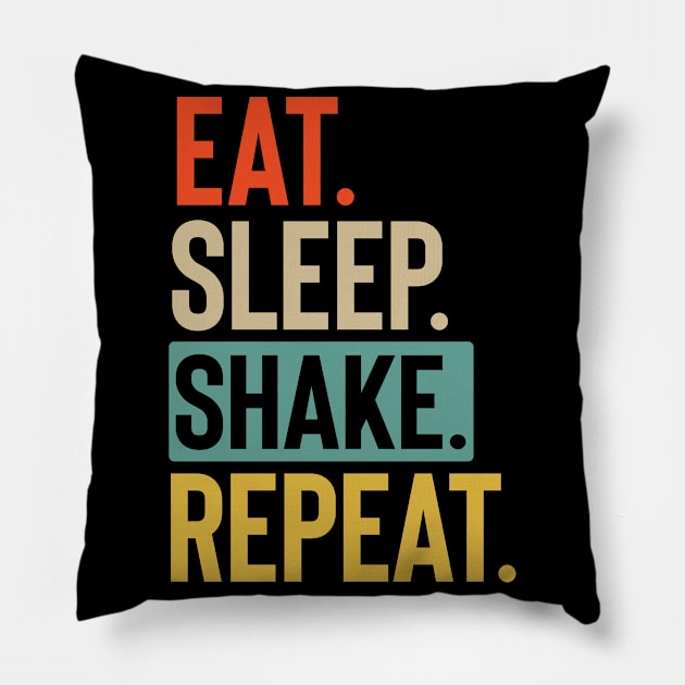 Eat Sleep shake Repeat retro vintage colors Pillow by Lyume