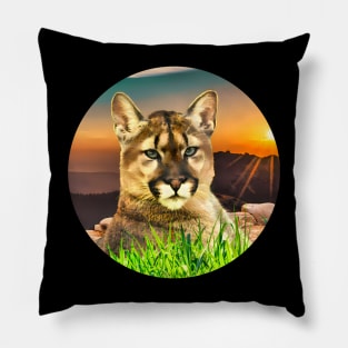 The Coguar wild cat in freedom Pillow