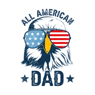 Retro All American Dad 4th of July Shirt Daddy Eagle USA T-Shirt