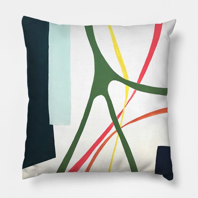 Ribbons of Color Modern Abstract Painting Pillow by InalterataArt