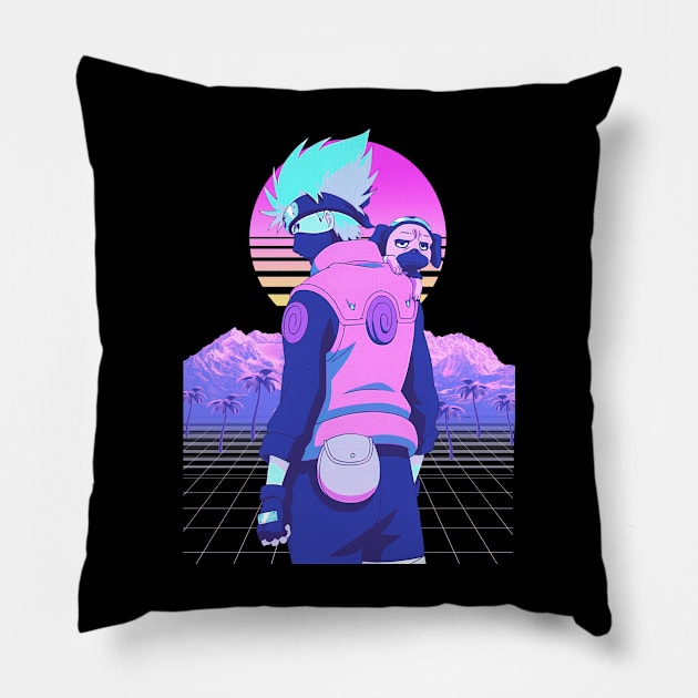 Kakashi vaporwave Pillow by San Creative