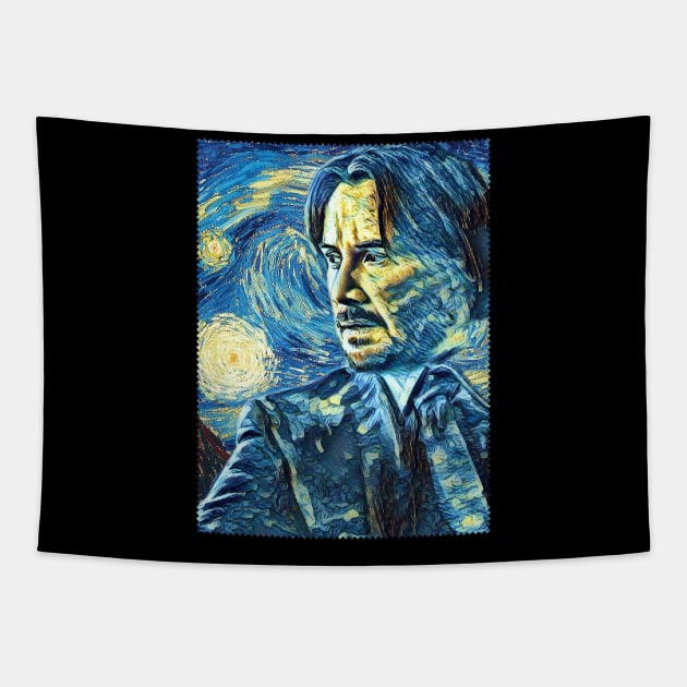 John Wick Van Gogh Style Tapestry by todos