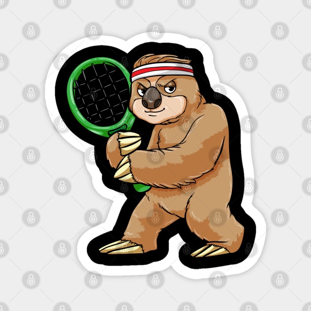 Sloth as Tennis player with Tennis racket Magnet by Markus Schnabel