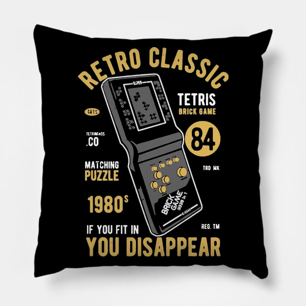 Retro Classic Tetris Pillow by JakeRhodes