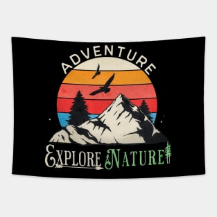 Adventure Explore Nature Retro Sunset Design Tapestry
