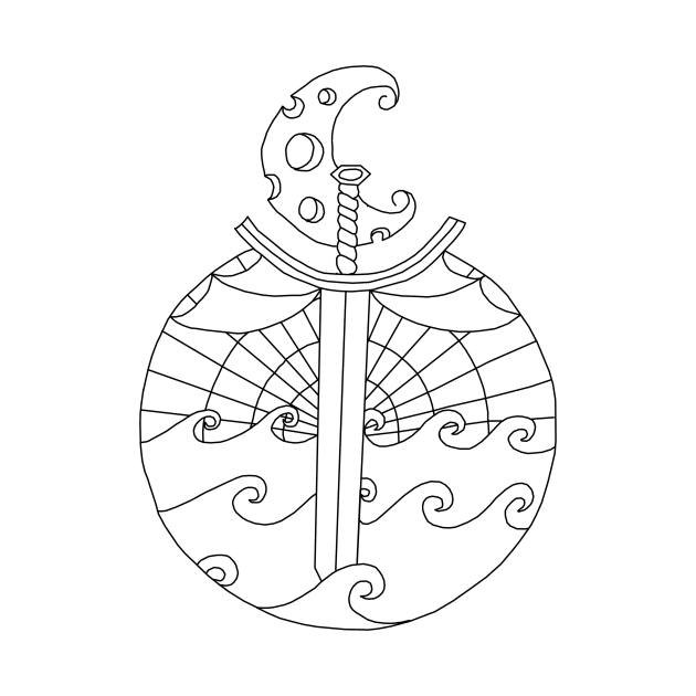 Sword in the Sea Fantasy Mandala Design by tanglednonsense