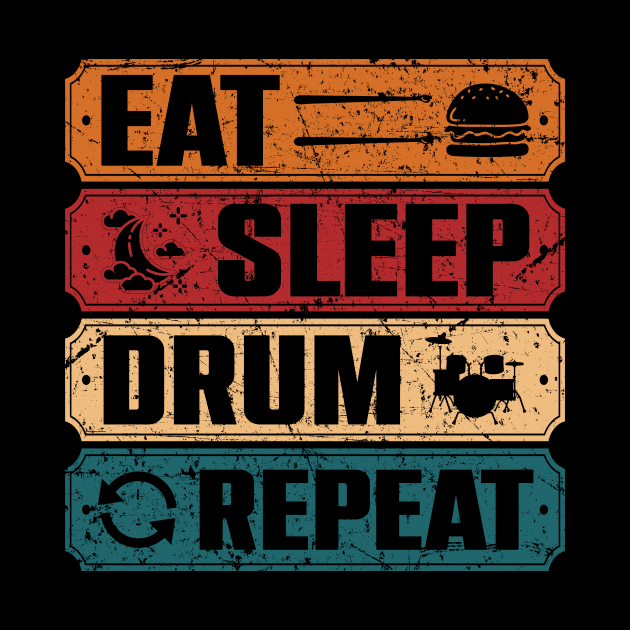 Drummer Eat Sleep Drum Repeat Drum Kit Musician Gifts by KRMOSH