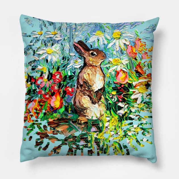 Cottontail (splash version) Pillow by sagittariusgallery