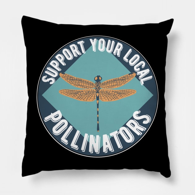 Support Dragonfly Pollinators Pillow by Caring is Cool
