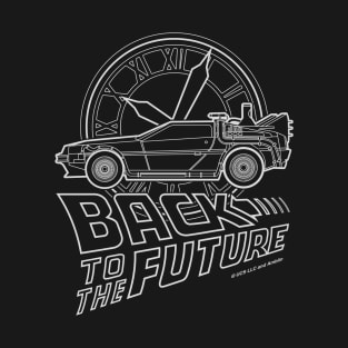 Delorean Clock Tower Lineart T-Shirt