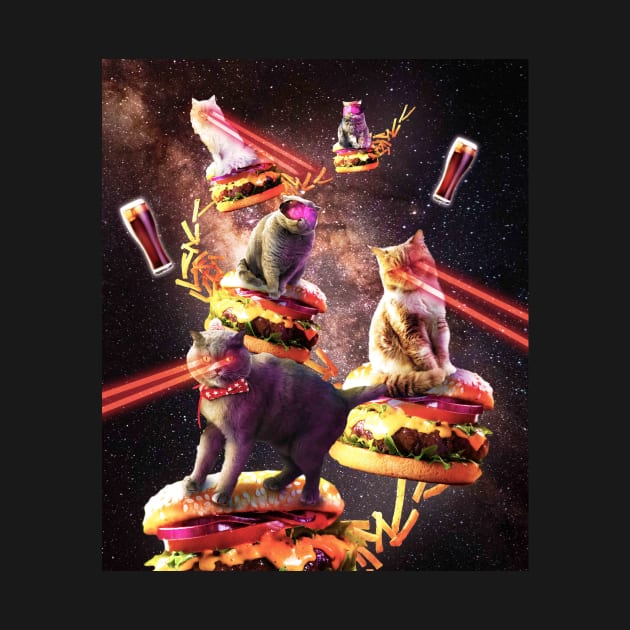 Galaxy Laser Cat On Burger - Space Cheeseburger Cats with Lazer by Random Galaxy