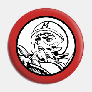 Speed Racer Retro Classic Black and White Pin