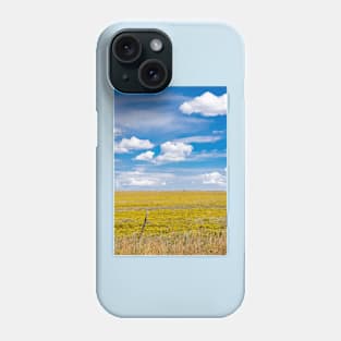 Yellow fields under blue cloudy sky Phone Case