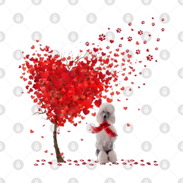 Valentine's Day Heart Tree Love White Standard Poodle by cyberpunk art