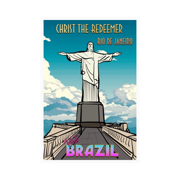 Christ The Redeemer Retro Travel Poster by Sarahmw