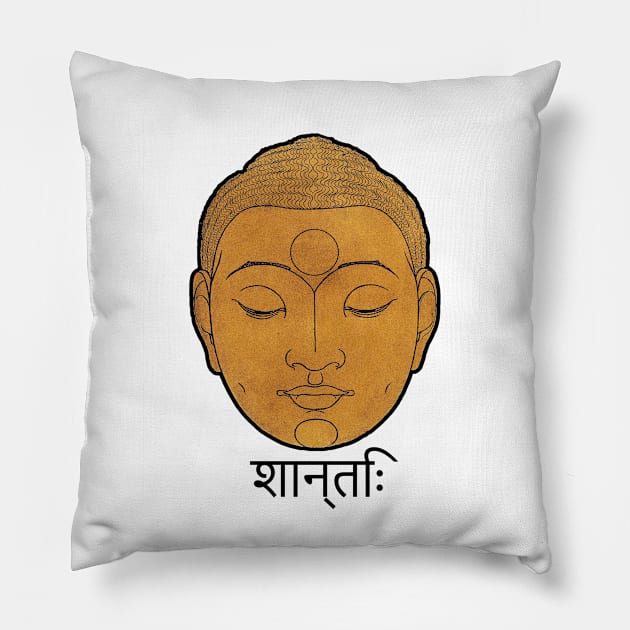 Buddha Sanskrit Peace Pillow by MAMMAJAMMA