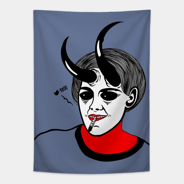 Smoking Succubus Tapestry by FUN ART