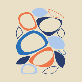Mid Century Modern Abstract 8 Apricot, Blue, Cream T-Shirt