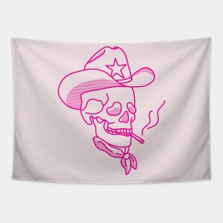 Hot Pink Western Cowboy Hat Skull Smoking Tapestry