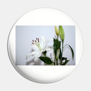 White Lilies with Buds Pin
