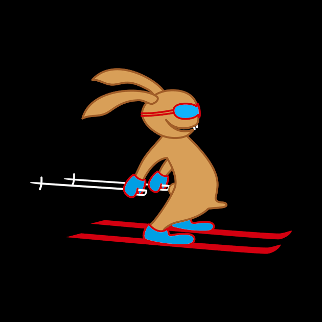 Skiing Snow Rabbit Hare Funny Gift by Kater Karl