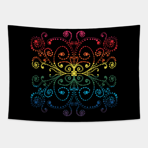 Black With Pride Flag Swirls and Dots Doodle Graphic Design Tapestry by PurposelyDesigned
