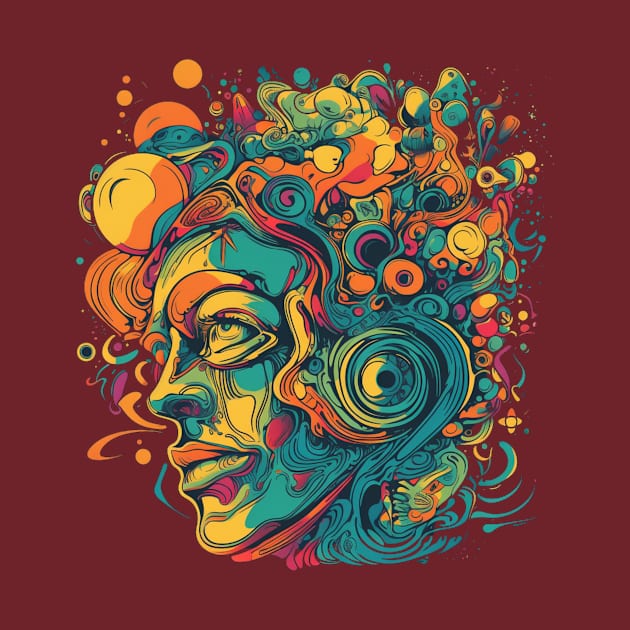 Psychedelic face in many colours by Unelmoija