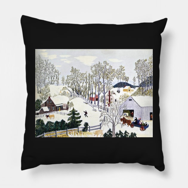 Early Springtime on the Farm Pillow by QualityArtFirst