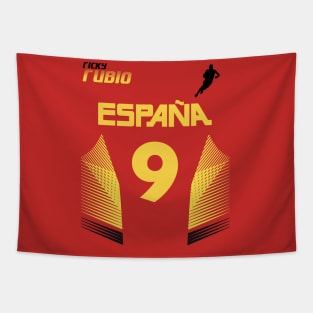 Ricky Rubio Retro Spain Euro National Basketball Fan Art Tapestry