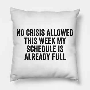 Funny Work Shirt, No Crisis Allowed This Week, sarcastic work Shirt, Shirt for coworker, work friend gift Pillow