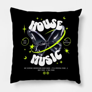 HOUSE MUSIC  - Butterfly Y2K steez (white/lime) Pillow