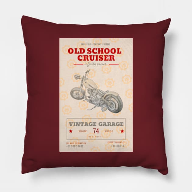 Cruiser Garage Old School Motorbike Pillow by bert englefield 