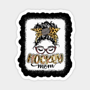 Hockey Mom Messy Bun Shirt  Hockey Mama Leopard Magnet