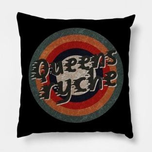 Retro Color Typography Faded Style Queensryche Pillow