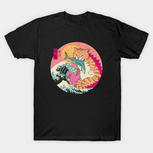 Neko Wave Kaiju - Cat - T-Shirt