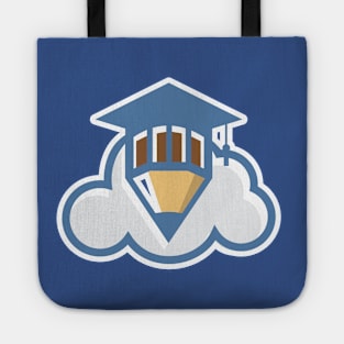 Pencil cloud sticker logo design. Education logo concept. Cloud education logo vector, cloud and pencil sticker design icon. Tote