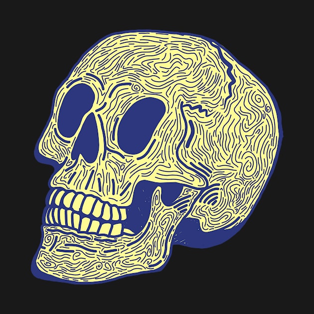 Skull Doodle (yellow) by Vixie Hattori