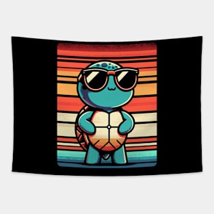 Retro Turtle in Sunglasses BBQ Pool Party Funny Turtle Tapestry