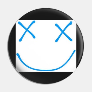 Blue smiley design Pin