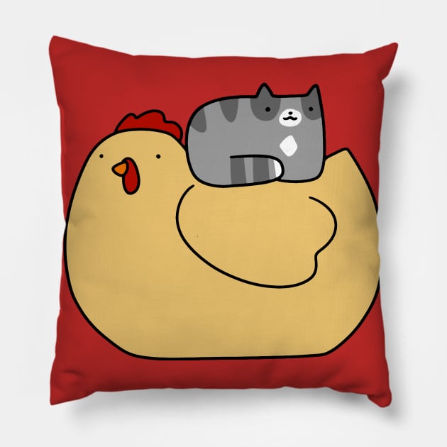 Gold Chicken and Blue Tabby Pillow by saradaboru