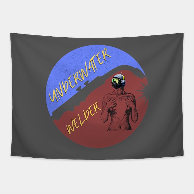 Underwater welder diver welder Tapestry by Greenmillion