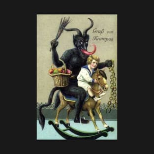 Krampus on Rocking Horse Victorian era Christmas T-Shirt