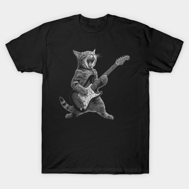 vintage Cat Playing Guitar Rock Star Rock and Roll For Men Women Kid