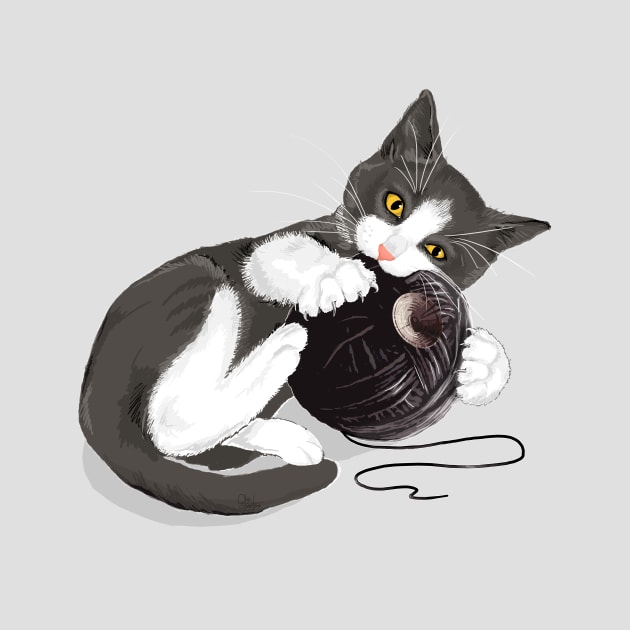 Kitten and Yarn Ball by Olechka