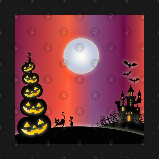 Halloween Pumpkins & Cats & Haunted House by holidaystore