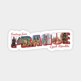 Greetings from Prague in Czech Republic Vintage style retro souvenir Magnet